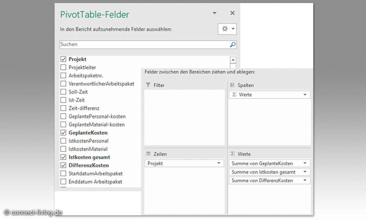 MS Excel: Arbeiten mit Pivot-Tabellen - Felder