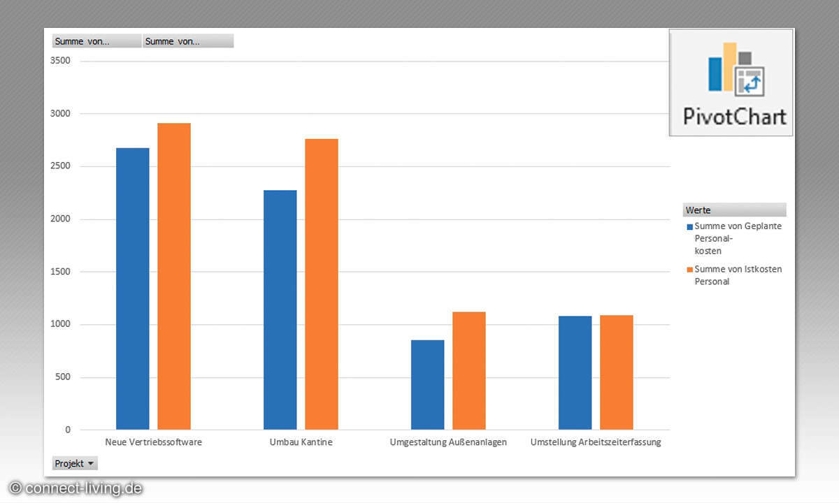 MS Excel: Arbeiten mit Pivot-Tabellen - Diagramm