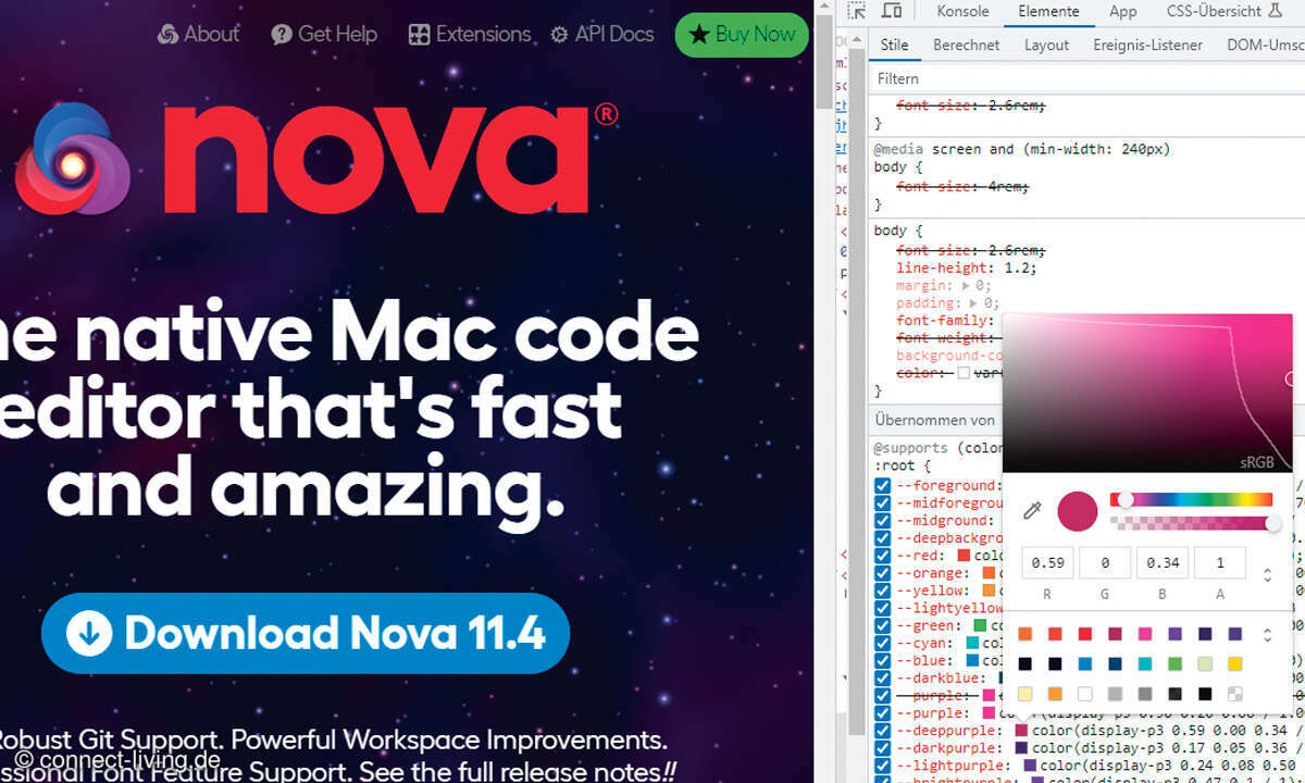 Adobe CSS: Screenshot Website nova.app