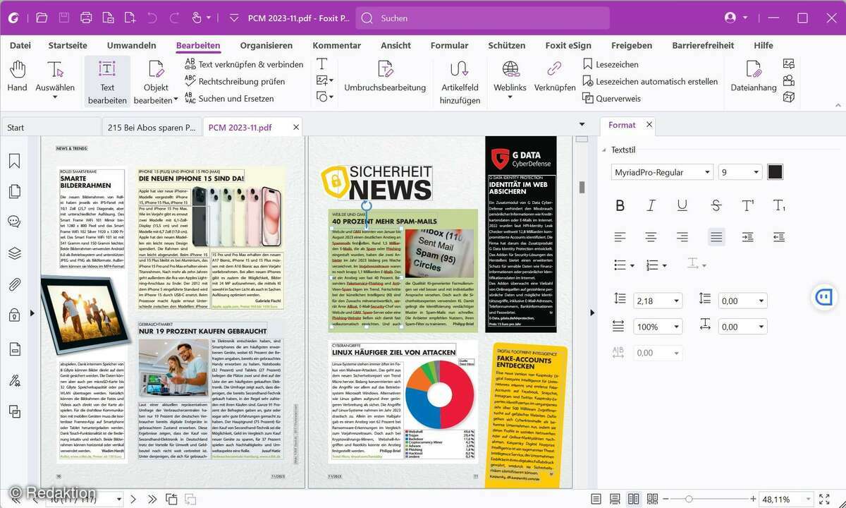 KI im Einsatz: die Foxit PDF Suite Pro 2023.2 fasst einen Artikel zusammen.