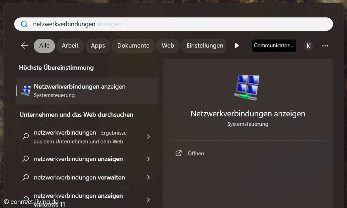Öffnen Sie das Startmenü und suchen Sie nach