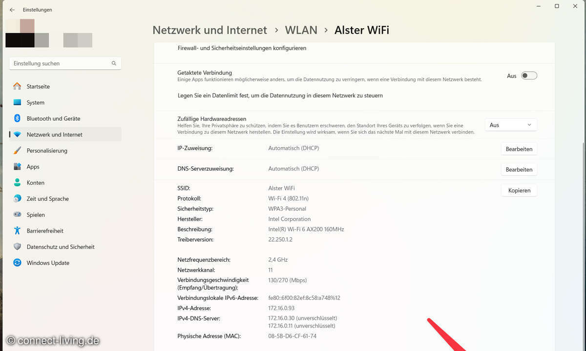 Nun geht es weiter mit den erweiterten Eigenschaften.