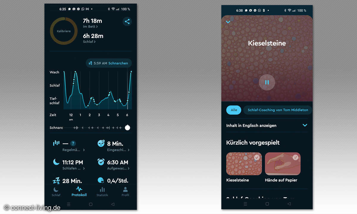 Gesundheits-Apps im Test: Screenshots Sleep Cycle