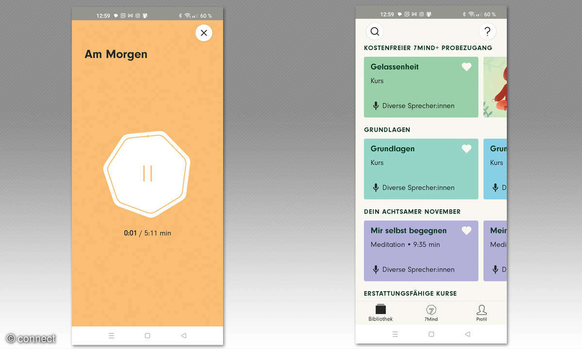 Gesundheits-Apps im Test: Screenshots 7Mind