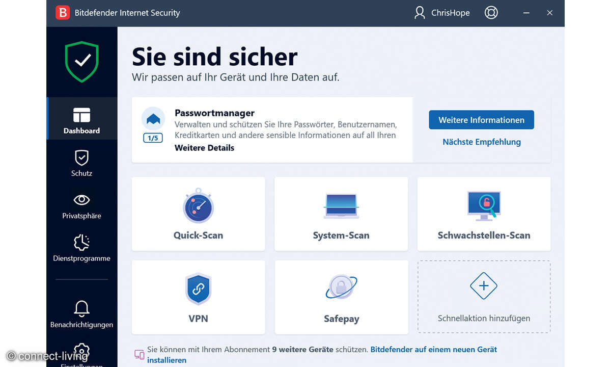 Antivirus-Test 2024: Screenshot Bitdefender Premium Security Plus