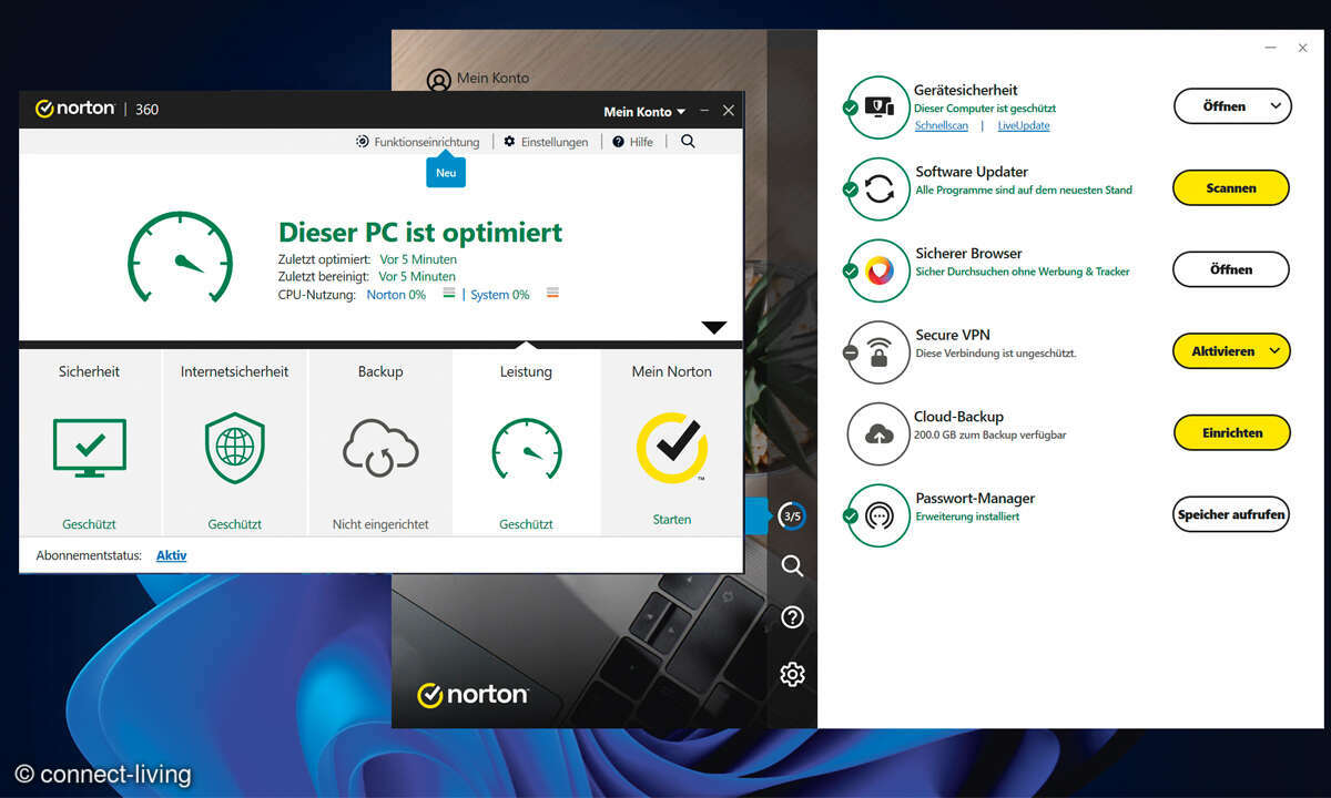 Antivirus-Test 2024: Screenshot Norton 360 Advanced