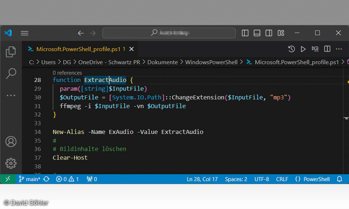 Skripte mit ChatGPT erstellen - Screenshot ChatGPT ExtractAudio