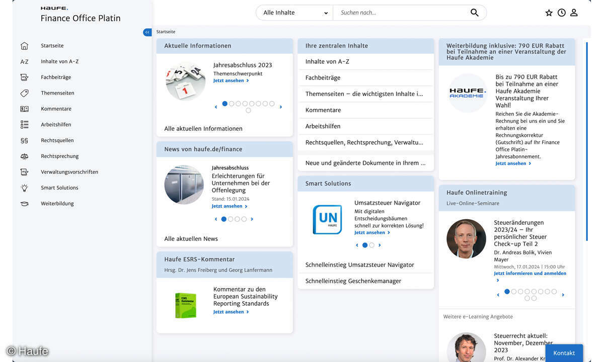 Online-Haufe-Finance-Office-Platin_Screenshot_Startseite