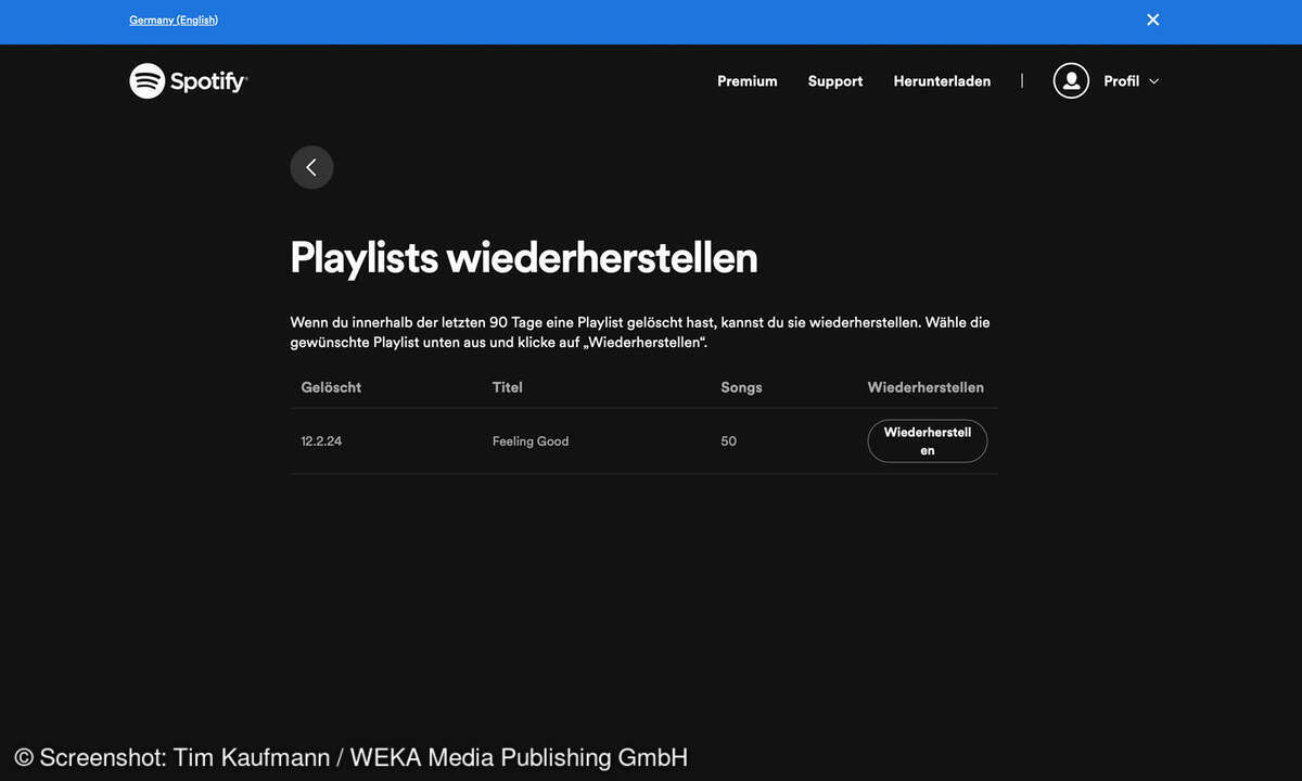Spotify Playlists wiederherstellen