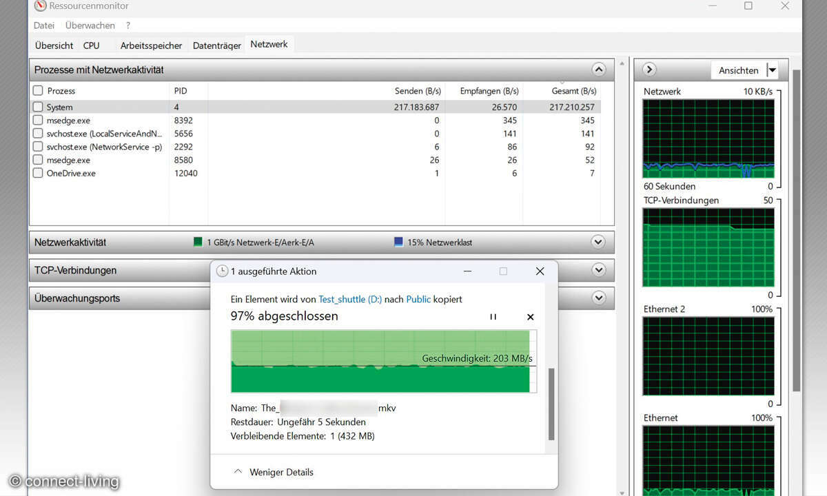 2-Bay-NAS: Asustor AS1102T im Test - Screenshot Datenraten