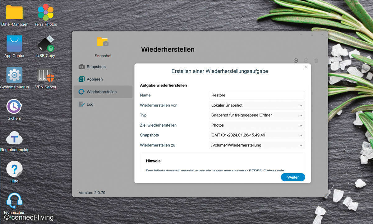 2-Bay-NAS: Terramaster F2-212 im Test - Screenshot Snapshot