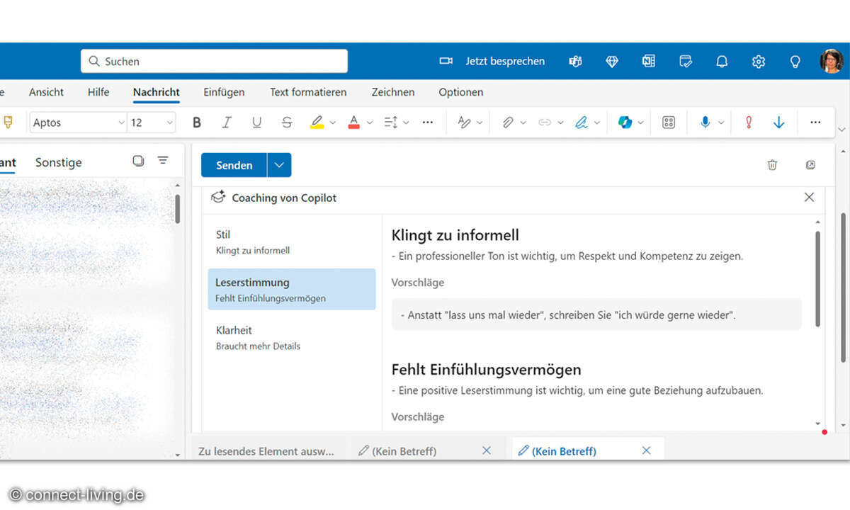 Windows Copilot: Screenshot Outlook E-Mail