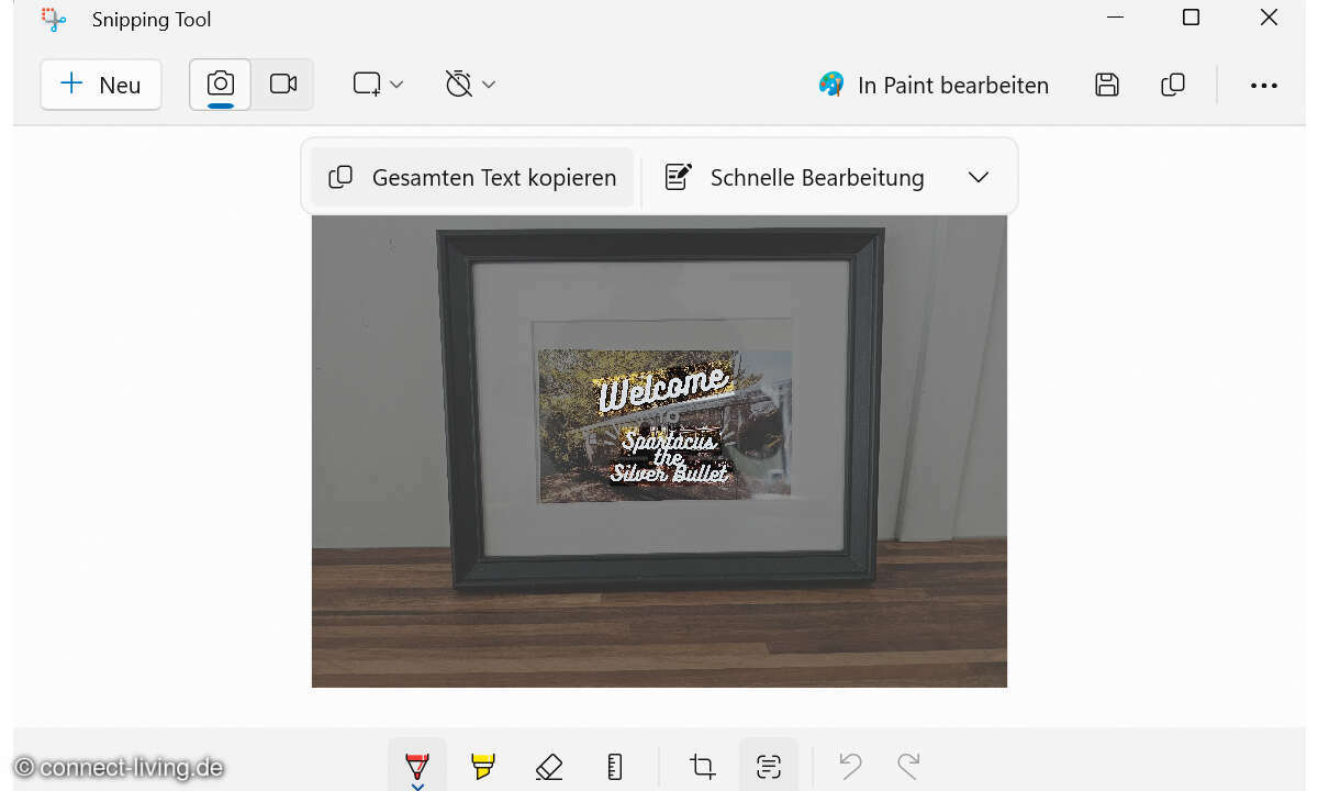 Windows Copilot: Screenshot Snipping Tool Texterkennung aus Bild