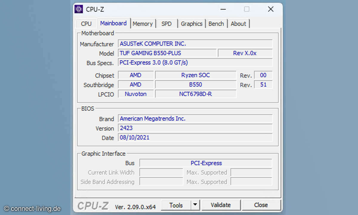 CPU-Z zeigt unter anderem an, welche Hauptplatine (