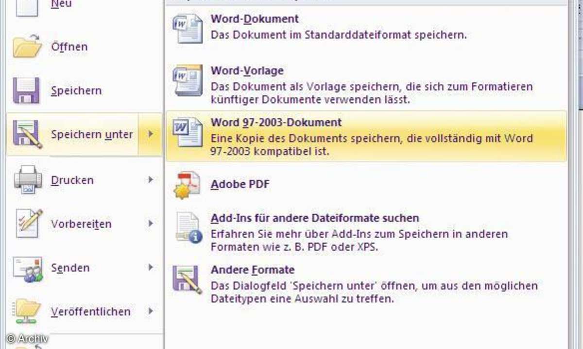 Office 2007: Ersatz fürs Datei-Menü