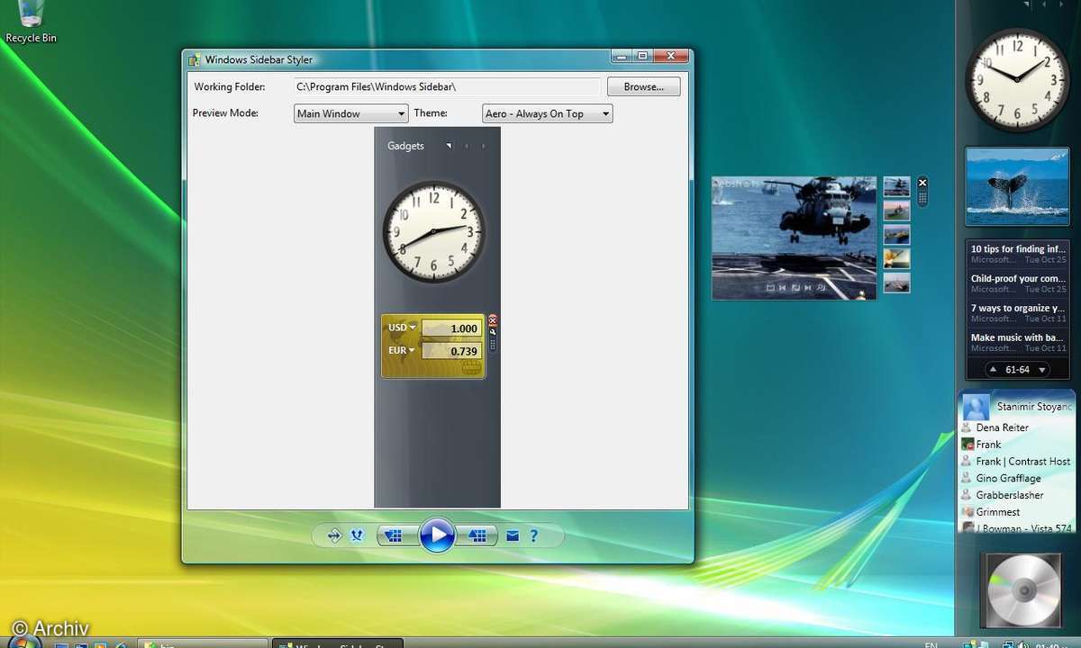 Vista Sidebar Styler: Preview