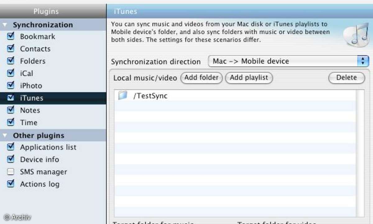 SyncMate: iTunes-Abgleich