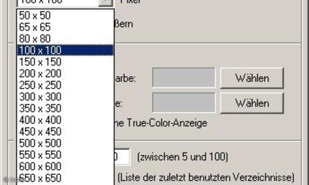 IrfanView - Thumbnail-Optionen