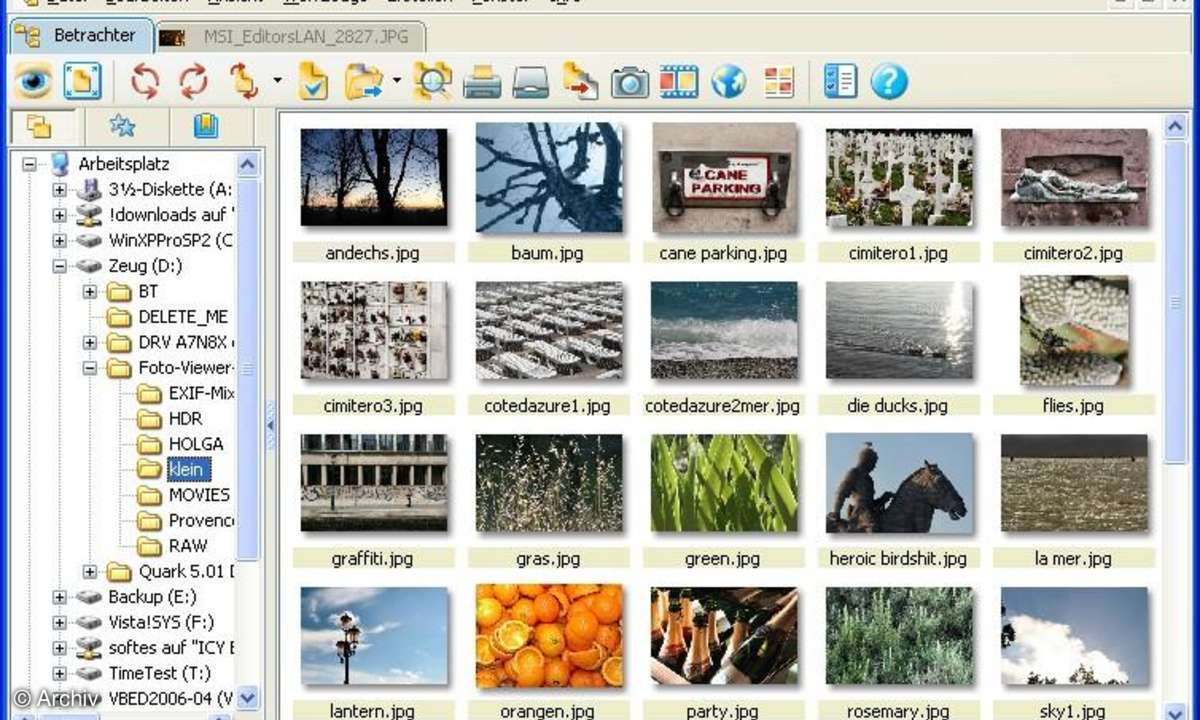 XnView - Bildbetrachter im Browser-Modus