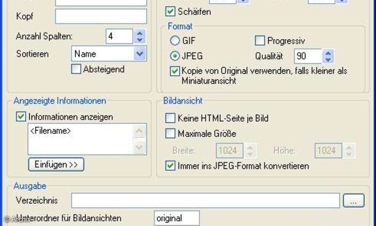 XnView - HTML-Export