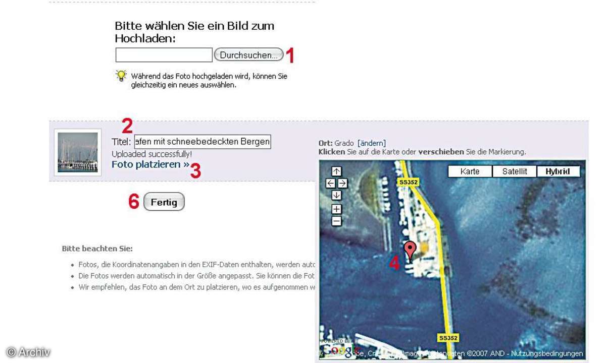 Panoramio: Bilder-Upload