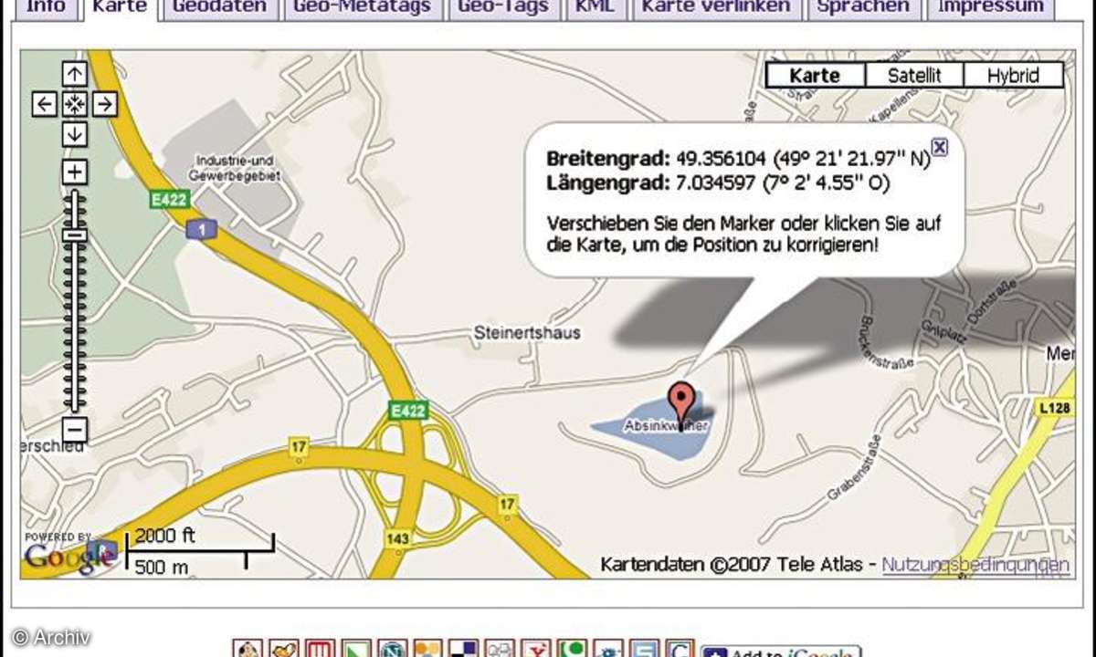 Gratis-Tool von www.mygeoposition.com