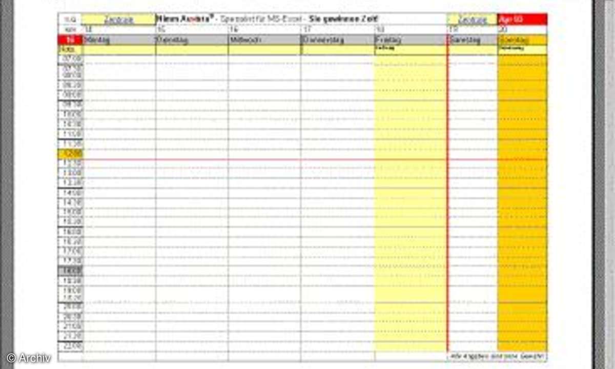 Auvista Excel Wochenübersichten