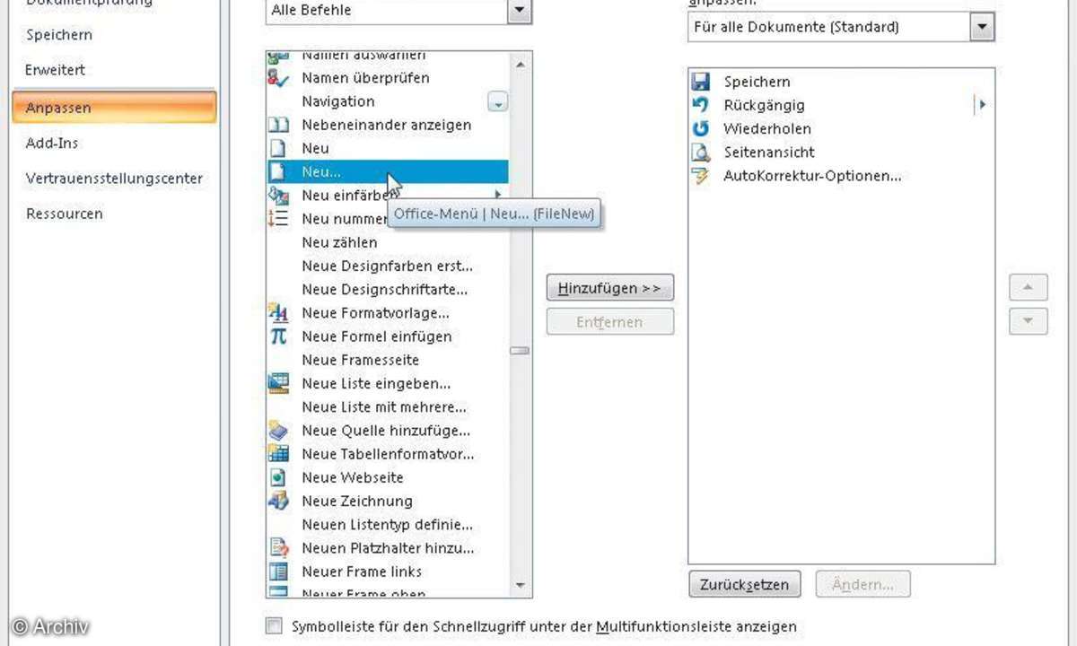 Office 2007: Oberfläche erweitern