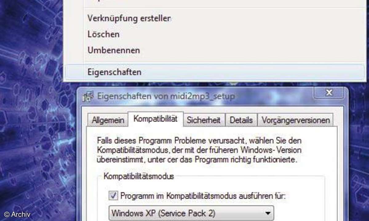 Windows Vista: Kompatibilitätsmodus