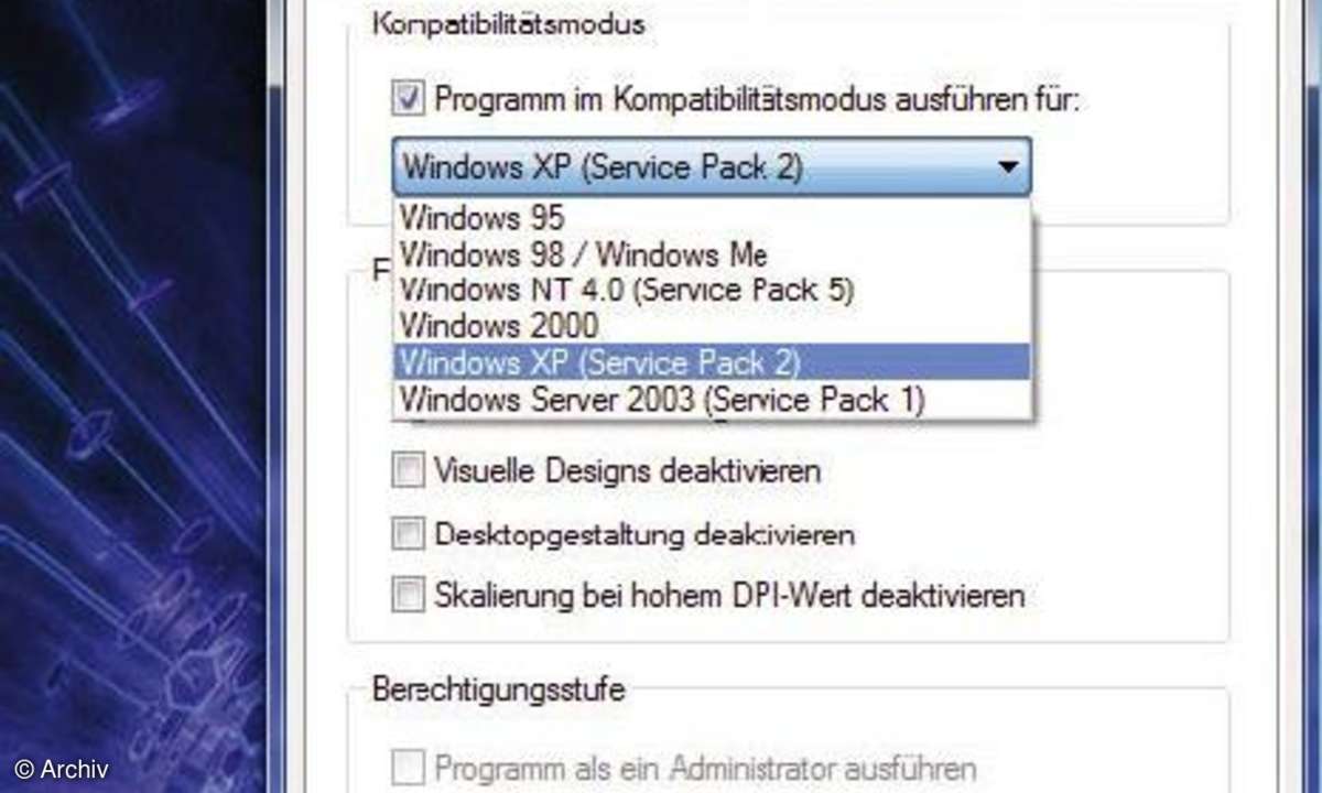 Windows Vista: Kompatibilitätsmodus