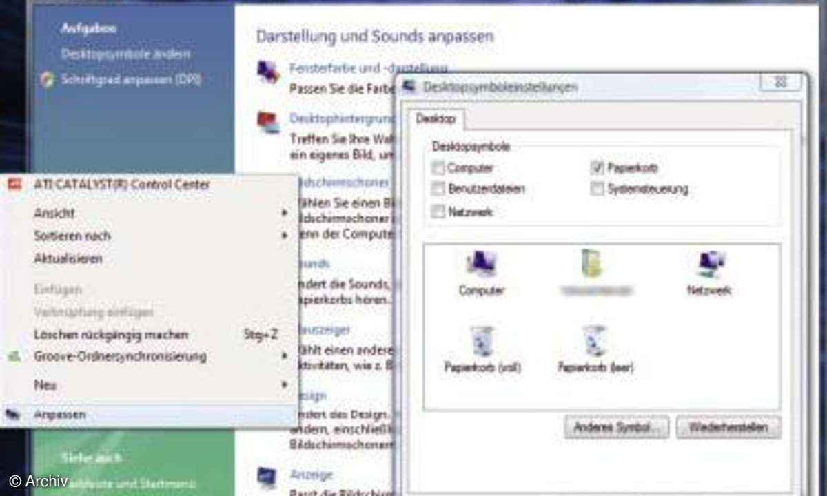 Windows Vista: Desktopsymboleinstellungen