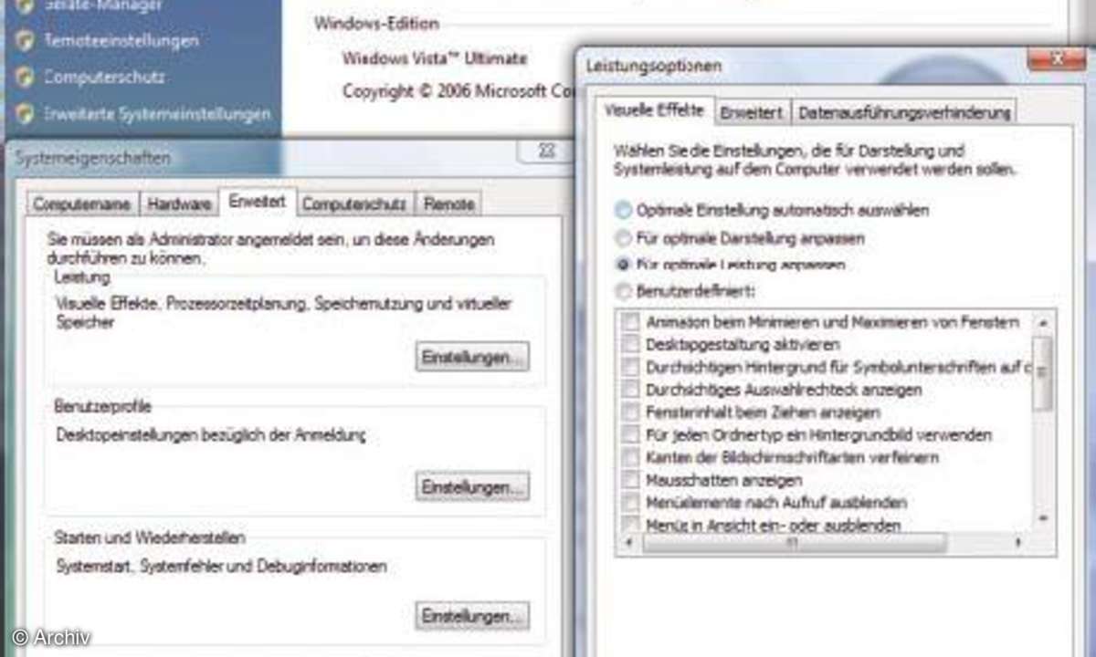 Windows Vista: Leistungsoptionen