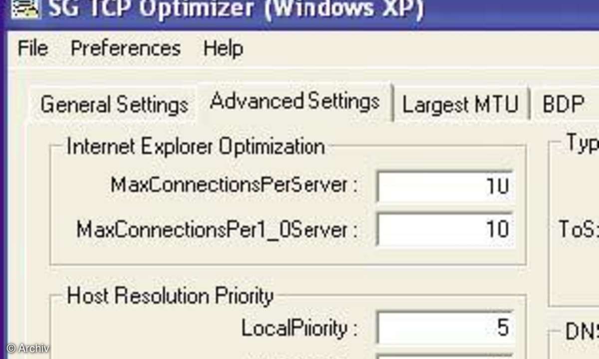TCP Optimizer macht IE Beine