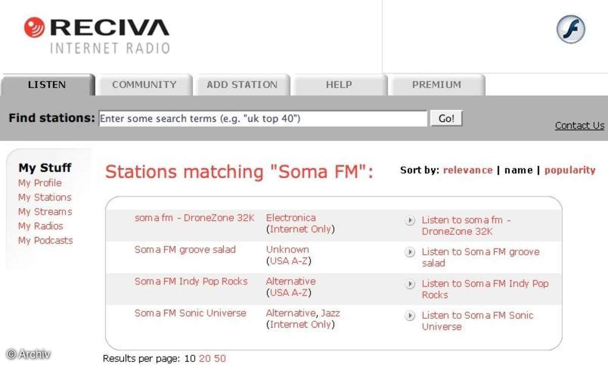 Reciva Internet Radio Portal