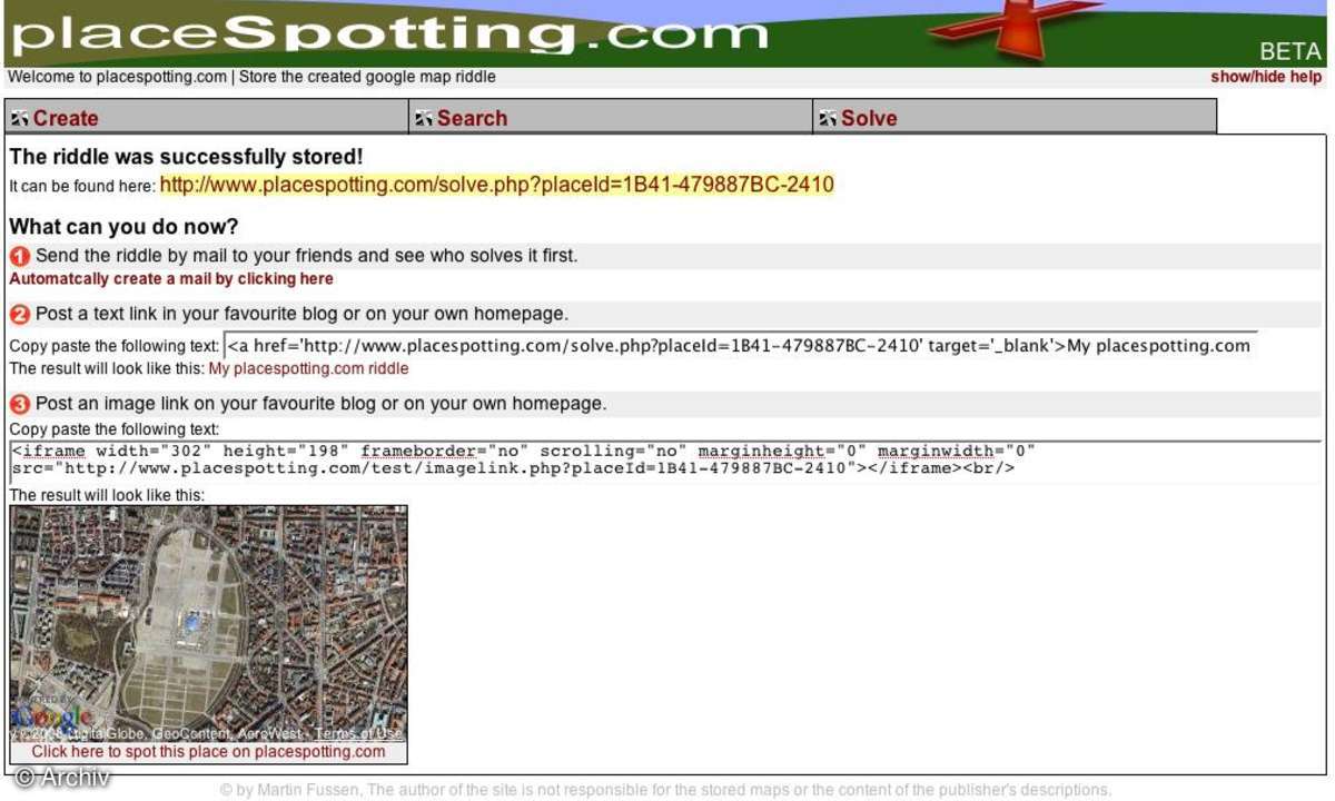 Coole Websites: placeSpotting