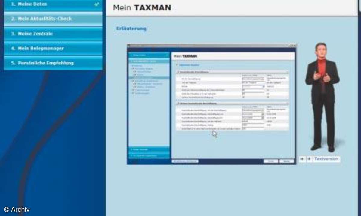 Lexware Taxman 2008: Oberfläche
