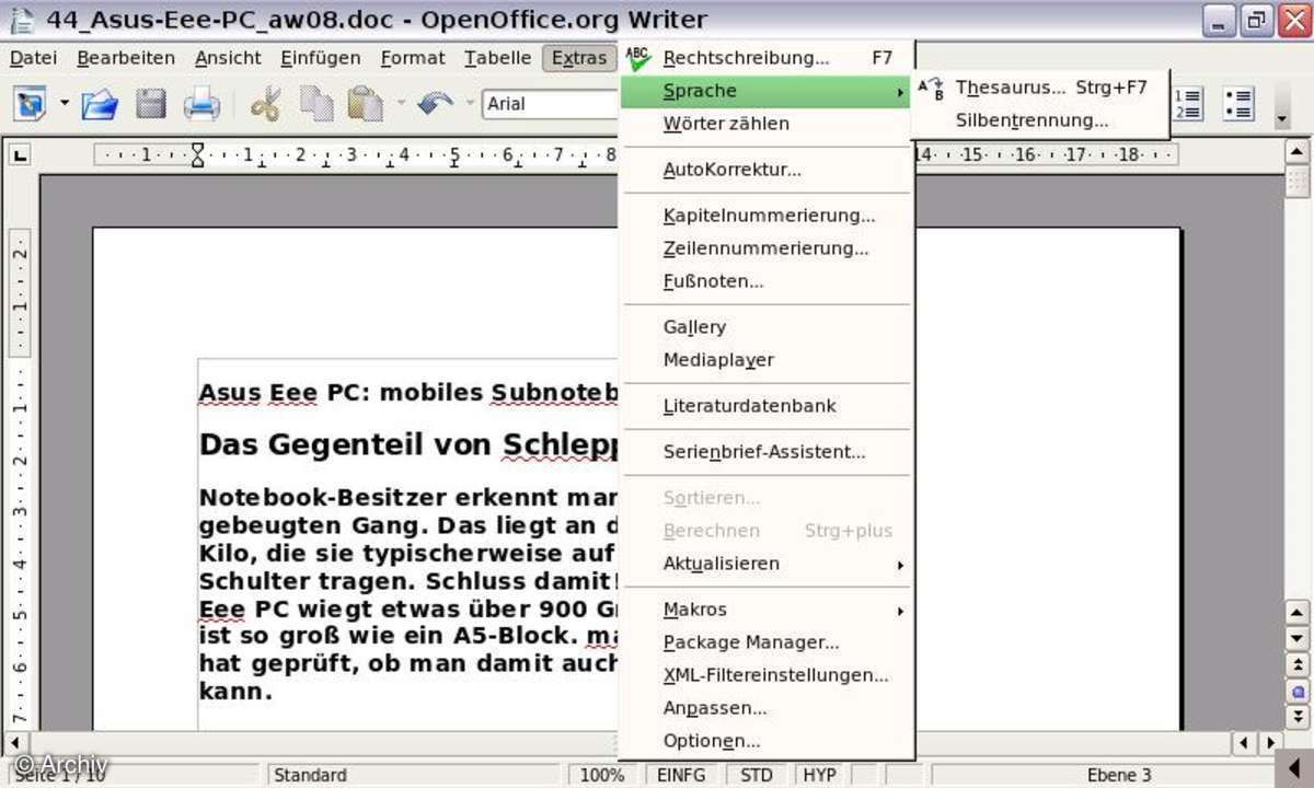 Asus Eee PC: OpenOffice.org Writer