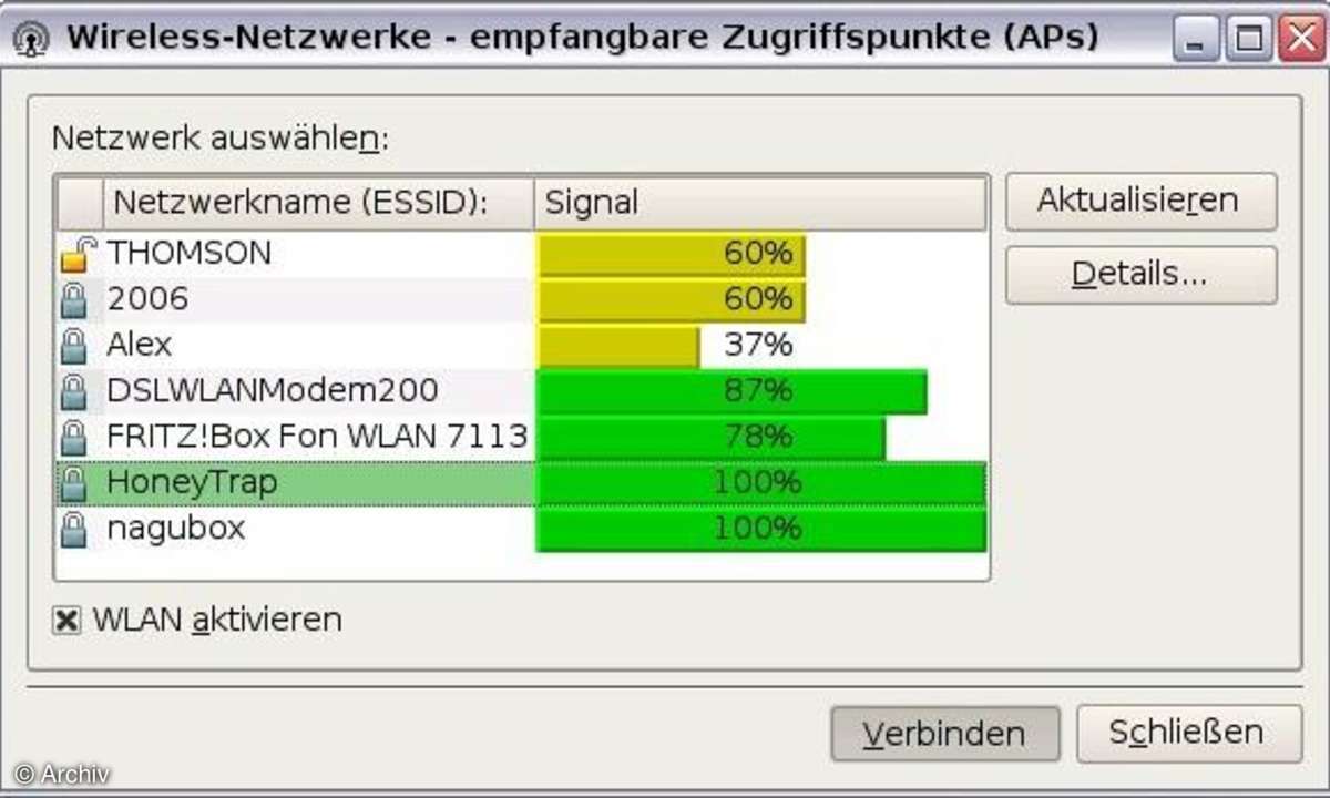 Asus Eee PC: WLAN-Zugangspunkte finden