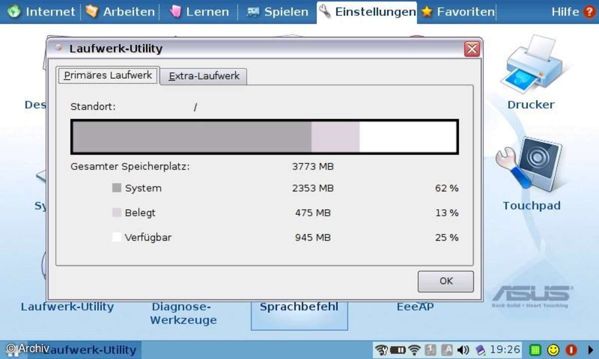 Asus Eee PC: Laufwerk-Utility
