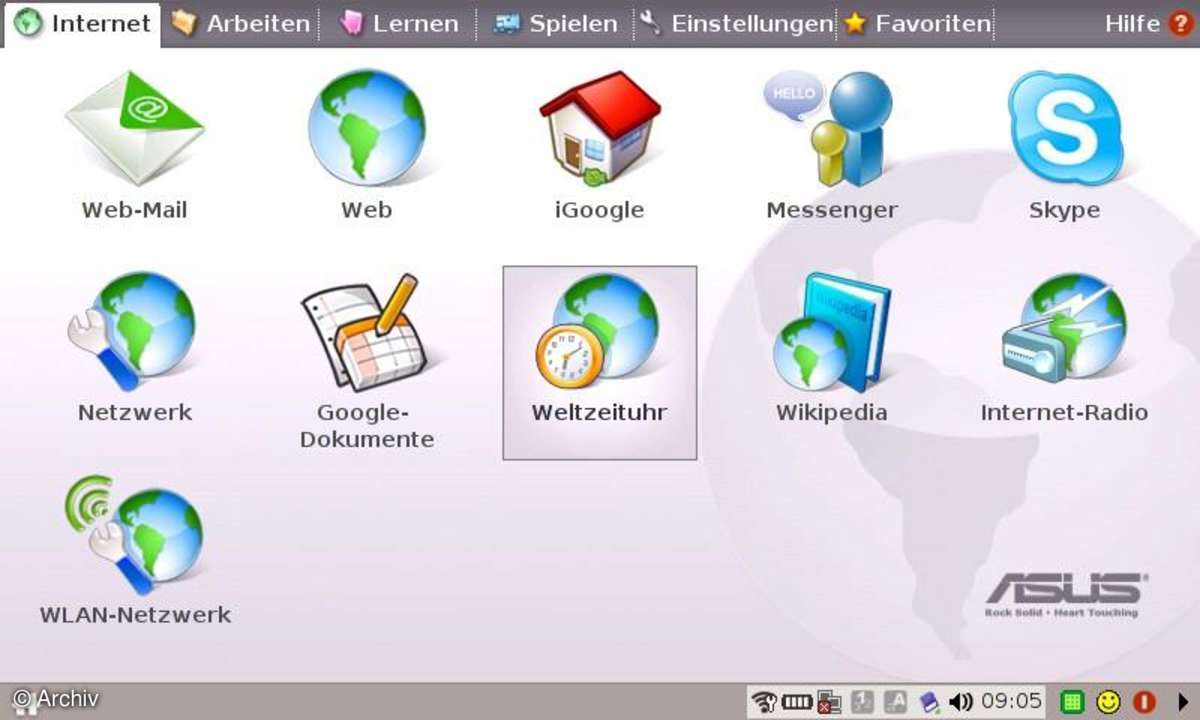 Asus Eee PC Menü: Internet