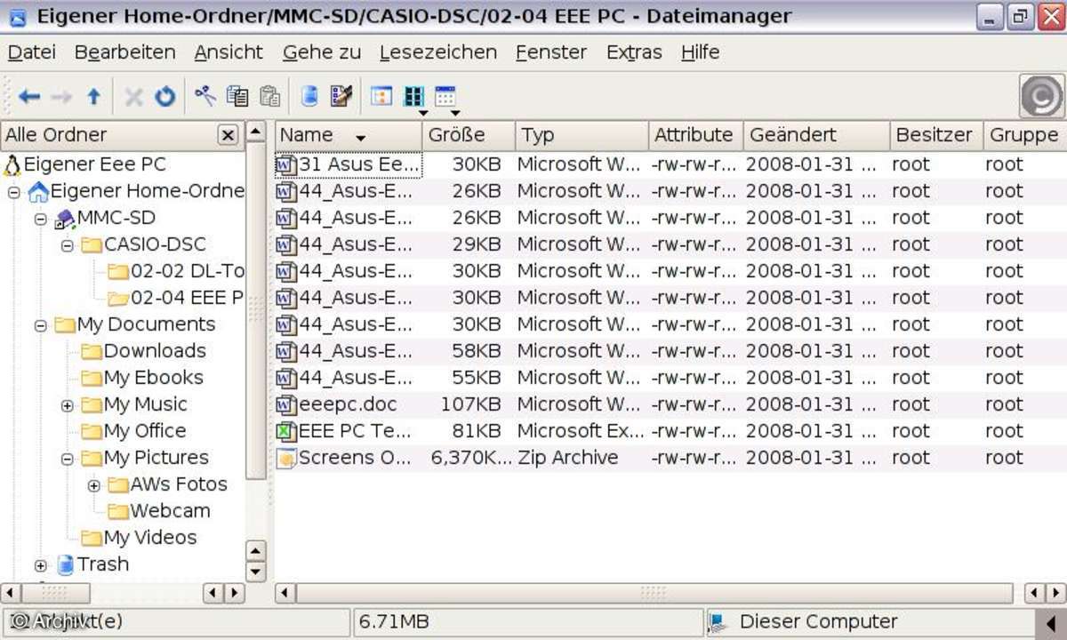 Asus Eee PC: Datei-Manager