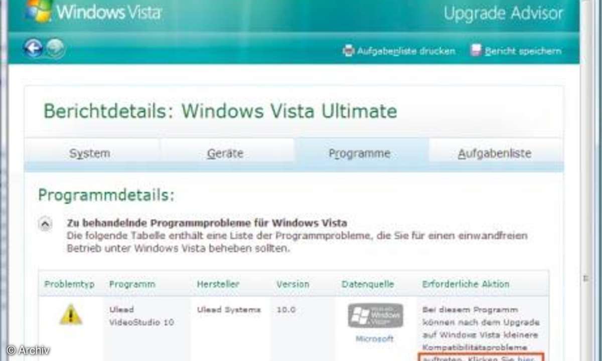 Vista: Upgrade Advisor