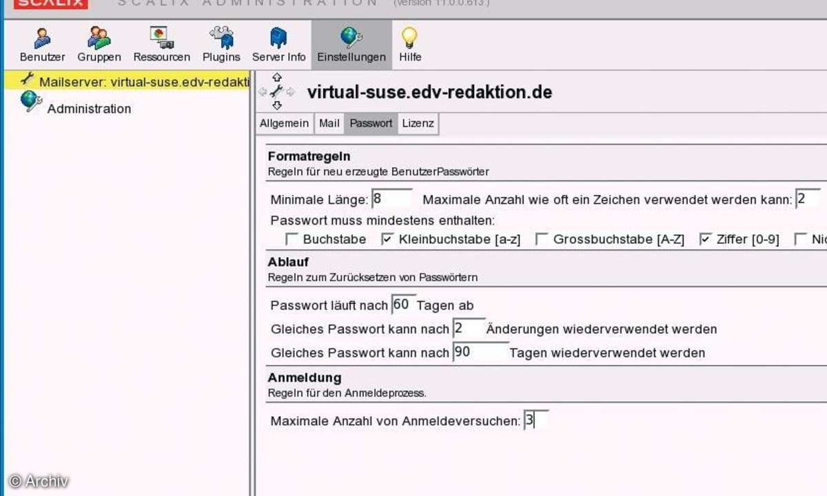 Scalix: Grundeinstellungen