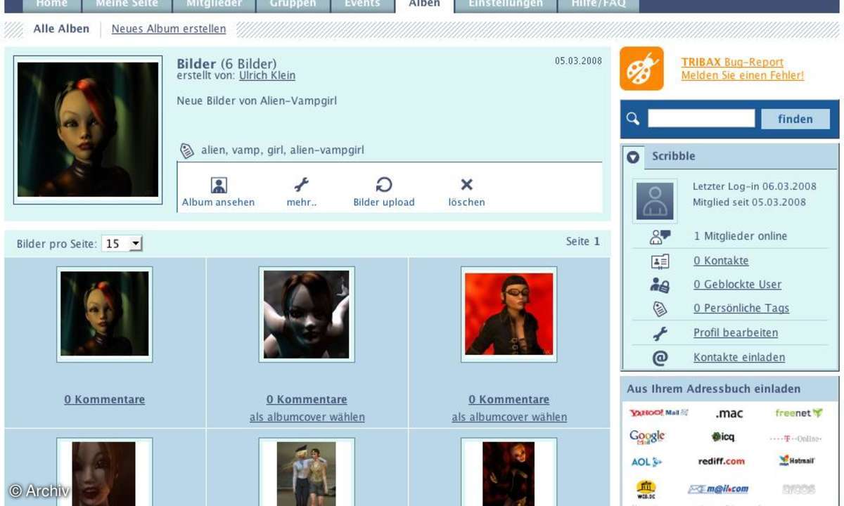 Coole Websites: tribax-Alben