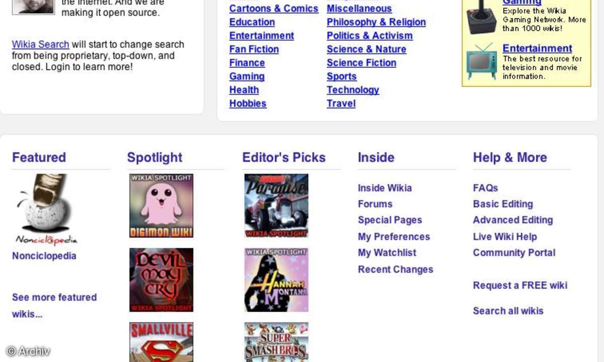 wikia, die neue Suchmaschinengeneration