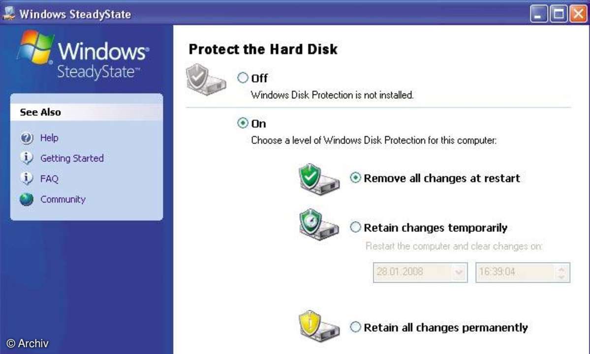 Windows SteadyState: Konfiguration