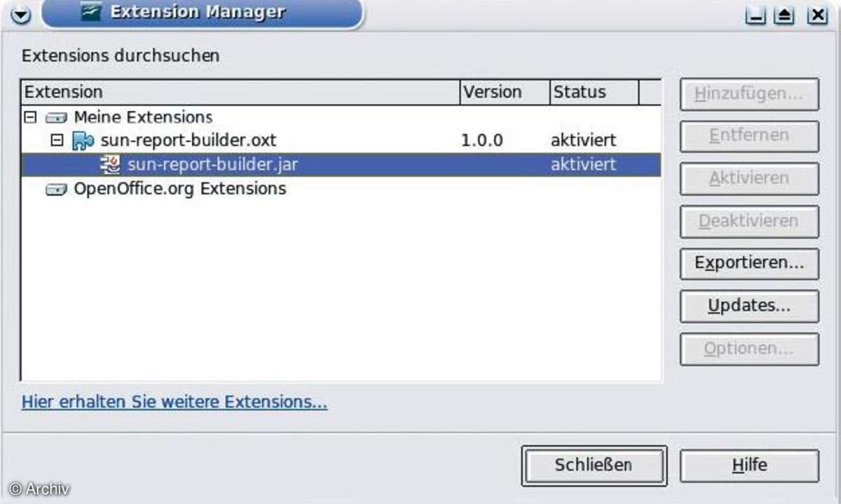 OpenOffice.org: Extension-Manager