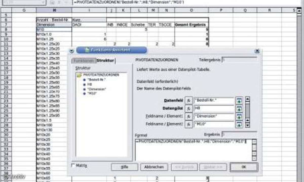 OpenOffice.org: Pivotdaten zuordnen