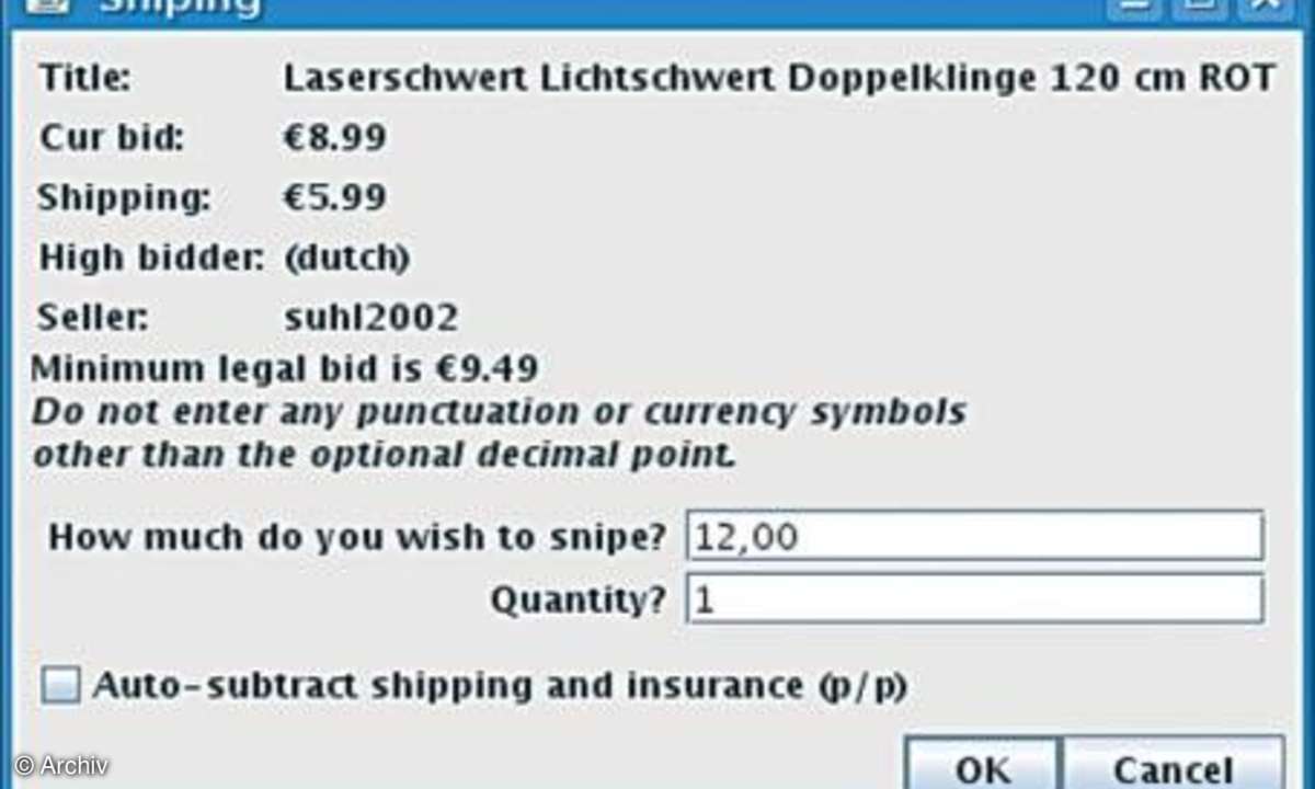 eBay mit Linux: Jbidwatcher
