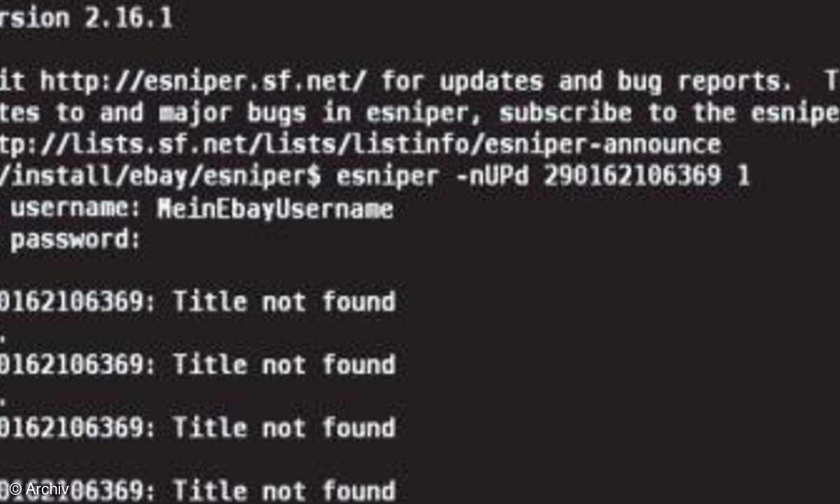 eBay mit Linux: esniper